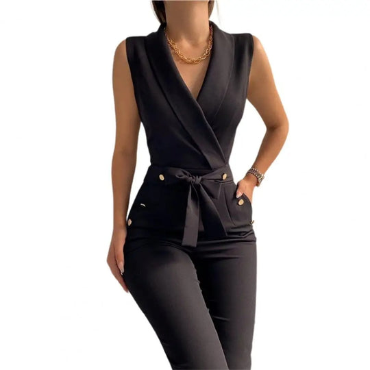 Kvinner Afslappede Jumpsuit med V-hals