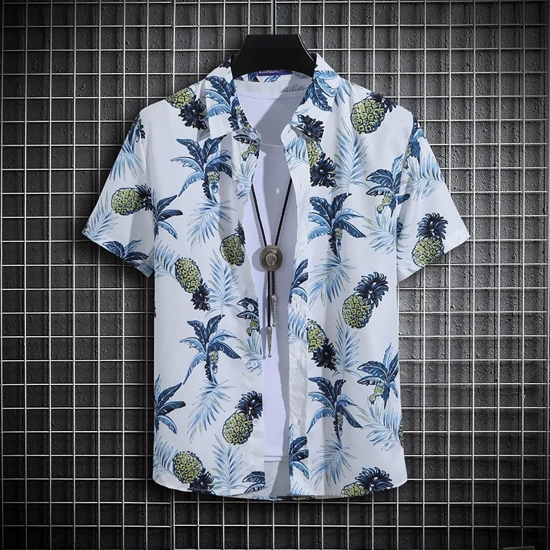 Herre sommer skjorte med strandprint