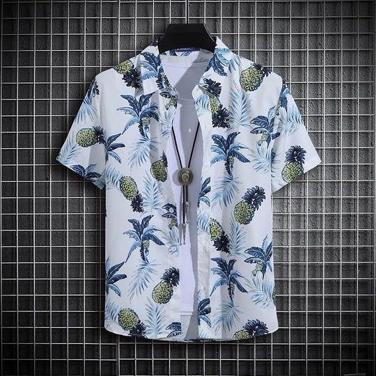 Herre sommer skjorte med strandprint