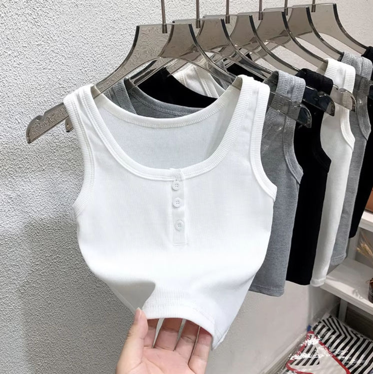 Kvinders rib-button-down tanktop