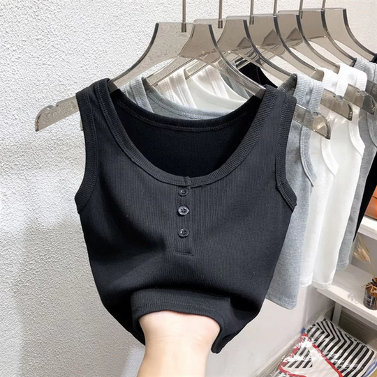 Kvinders rib-button-down tanktop