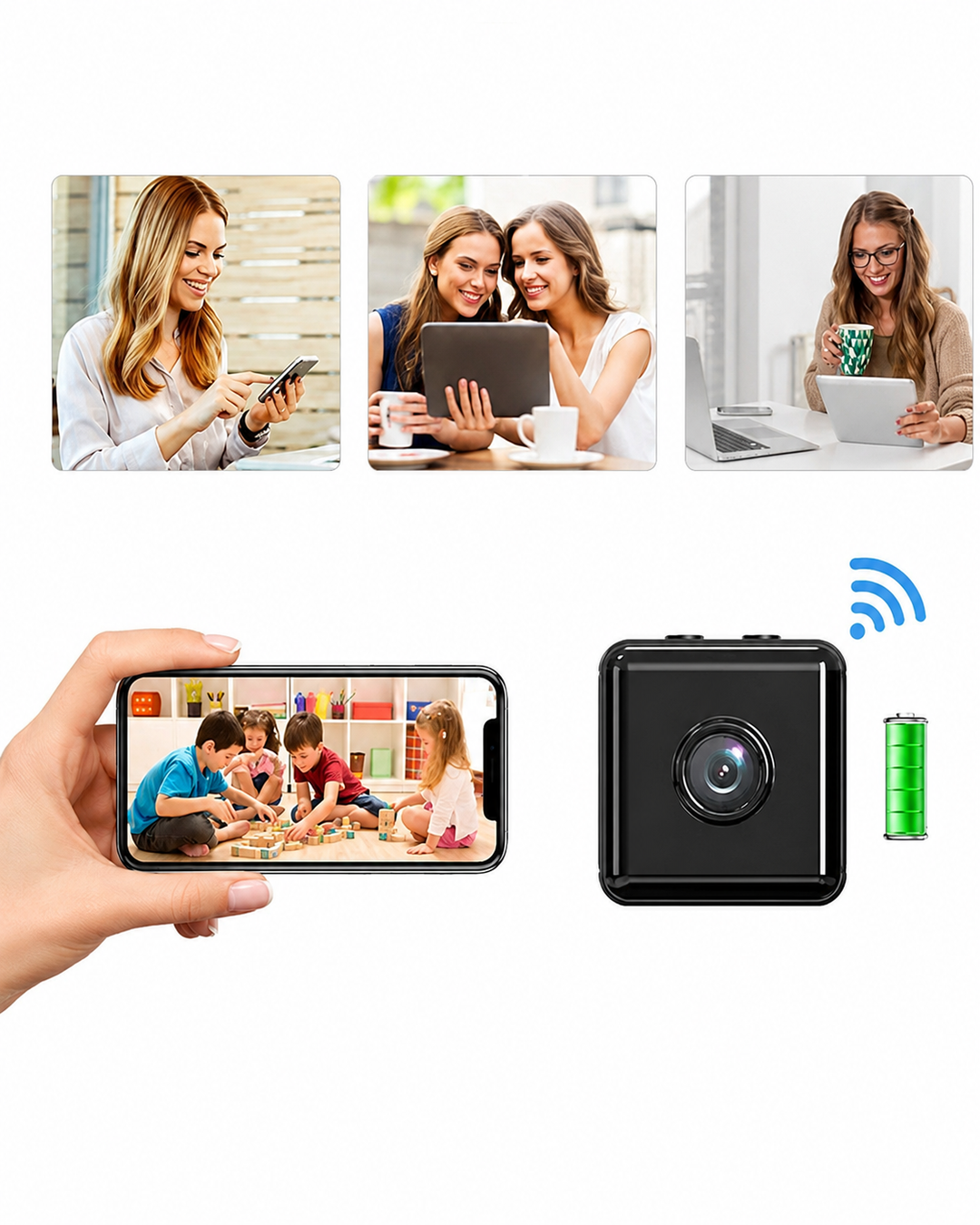 Trådløst Mini WiFi Sikkerhedskamera 1080P med App-Kontrol og Nattesyn