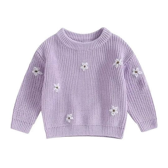 Blomsterstrikket pullover til børn