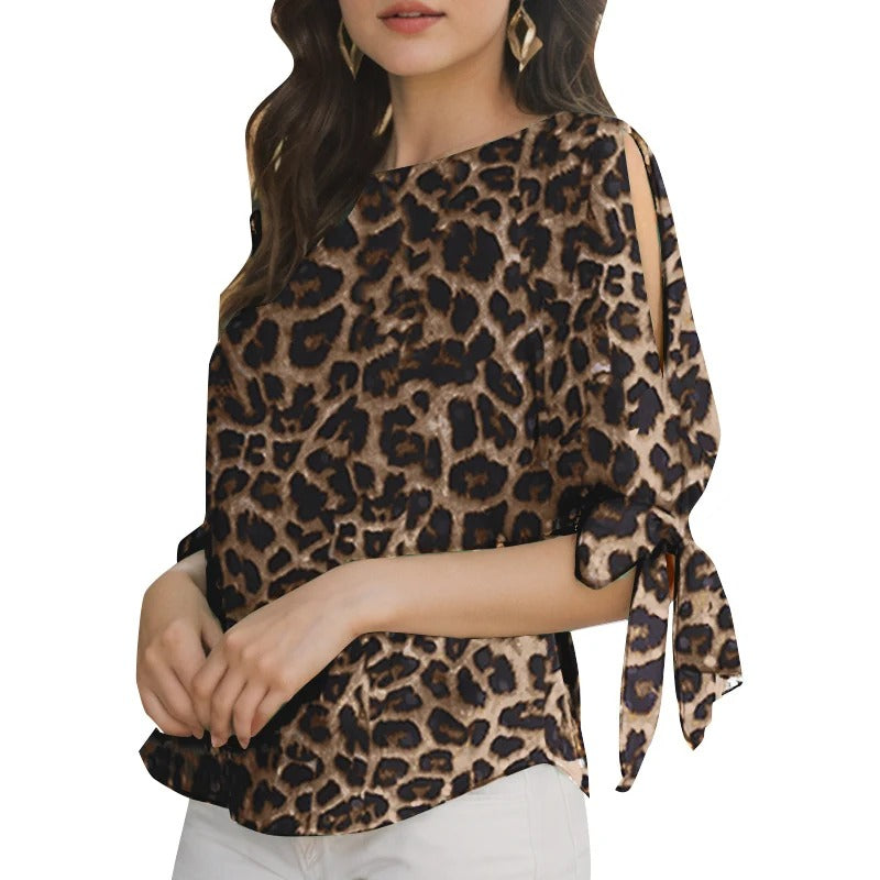 Leopardprintet bluse til kvinder