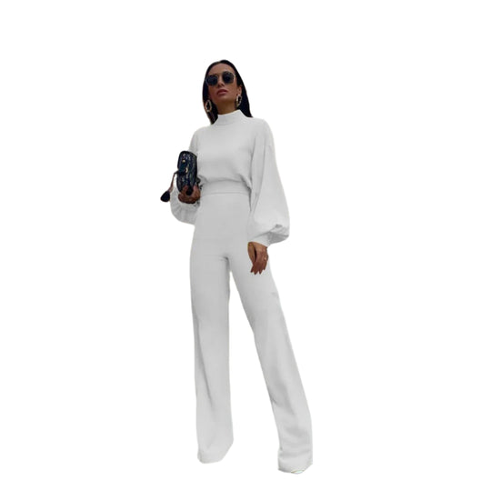 Lanterneærmet jumpsuit med høj talje