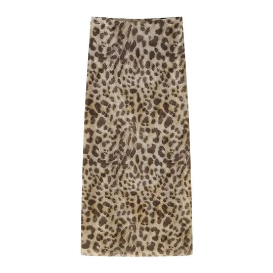 Lang nederdel med leopardprint til kvinder