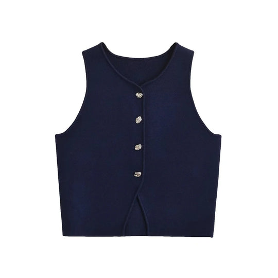 Cropped strikket vest til kvinder