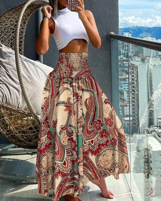 Blomstret Wrap Tie-nederdel til kvinder