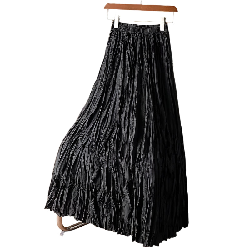 Kvinders satin plisseret Maxi-nederdel