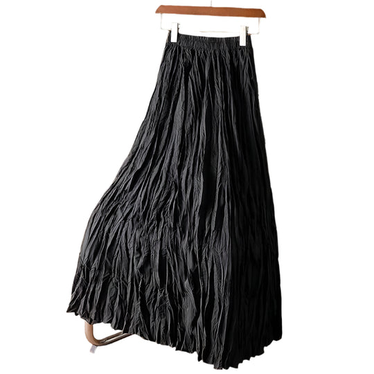 Kvinders satin plisseret Maxi-nederdel