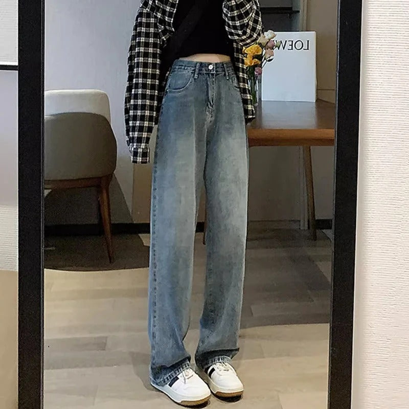 Vintage jeans med brede ben til kvinder