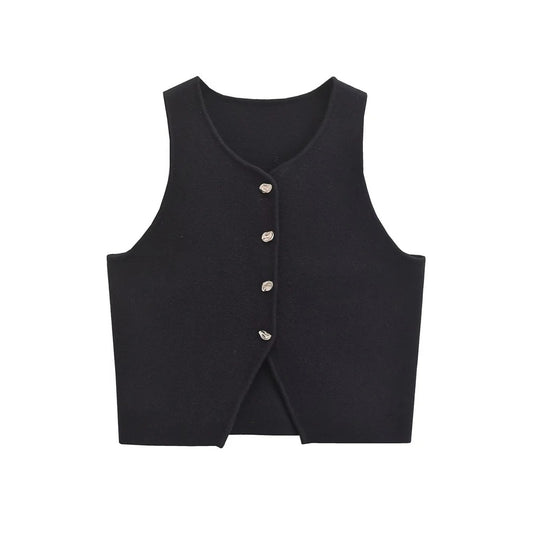 Cropped strikket vest til kvinder