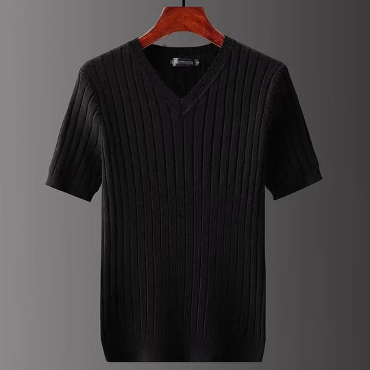 Slim fit T-shirt med V-hals til mænd