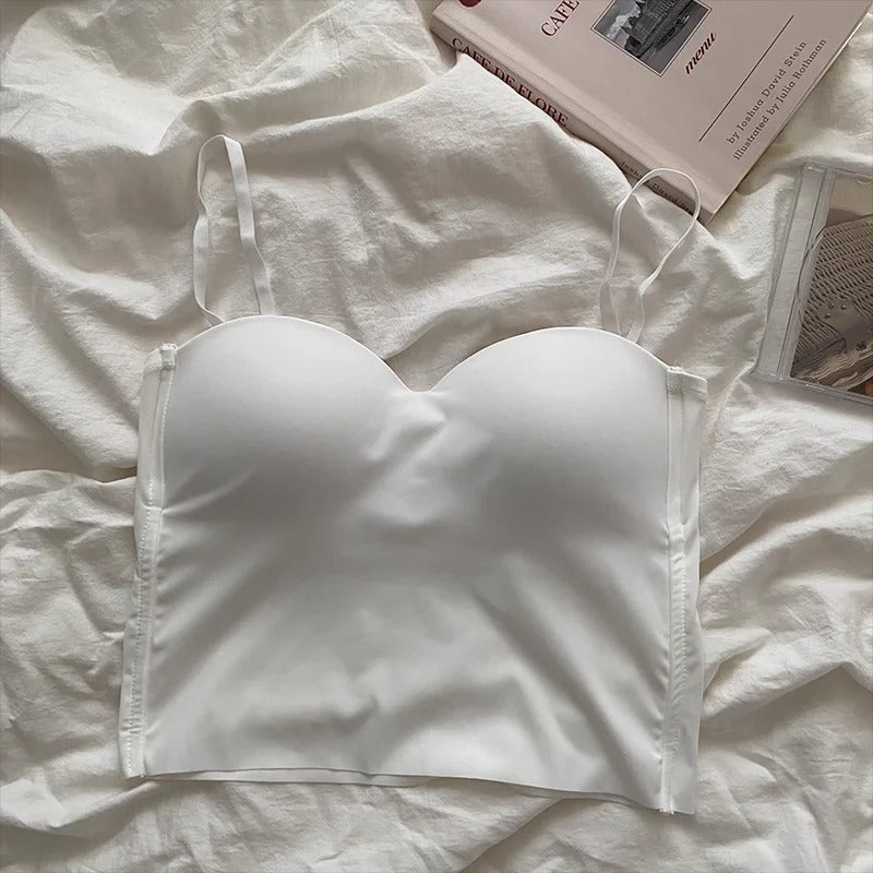 Ensfarvet cropped camisole til kvinder