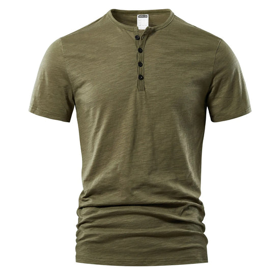 Sommer-Henley-T-shirt til mænd