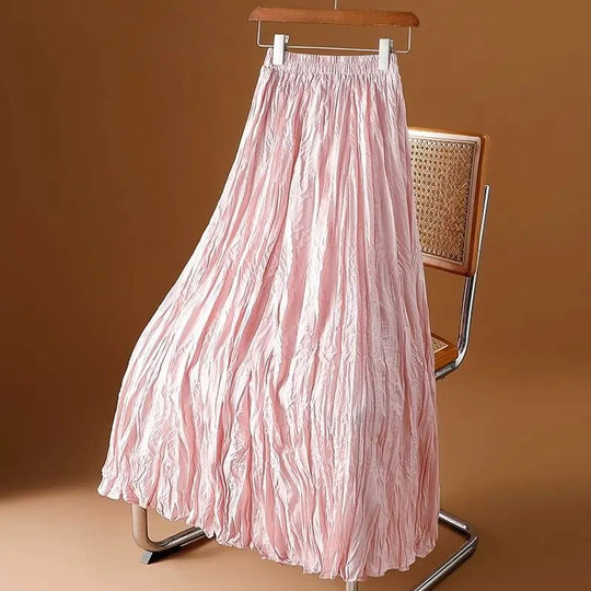 Kvinders satin plisseret Maxi-nederdel