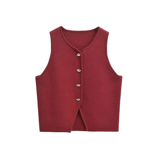 Cropped strikket vest til kvinder