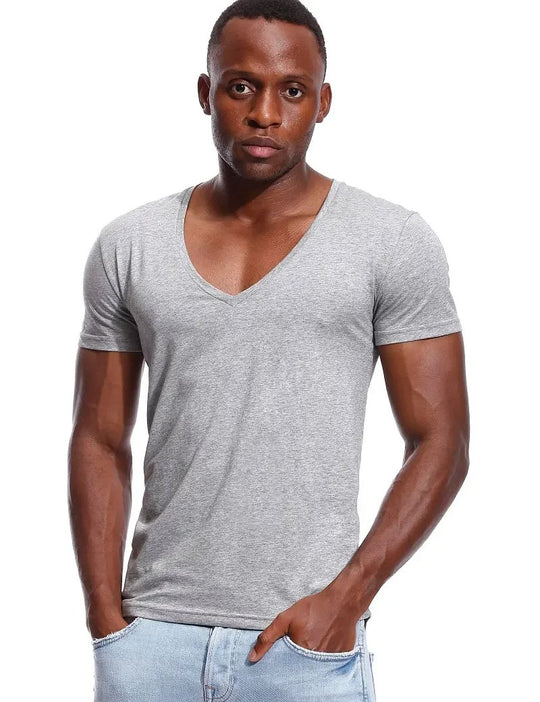 Herre-T-shirt med dyb V-hals