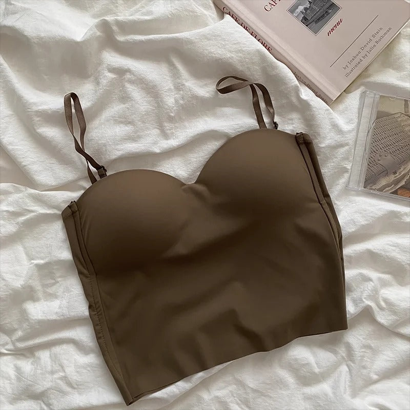 Ensfarvet cropped camisole til kvinder