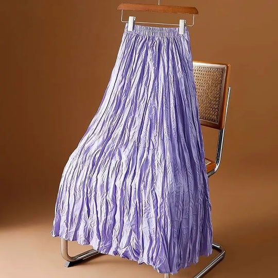 Kvinders satin plisseret Maxi-nederdel