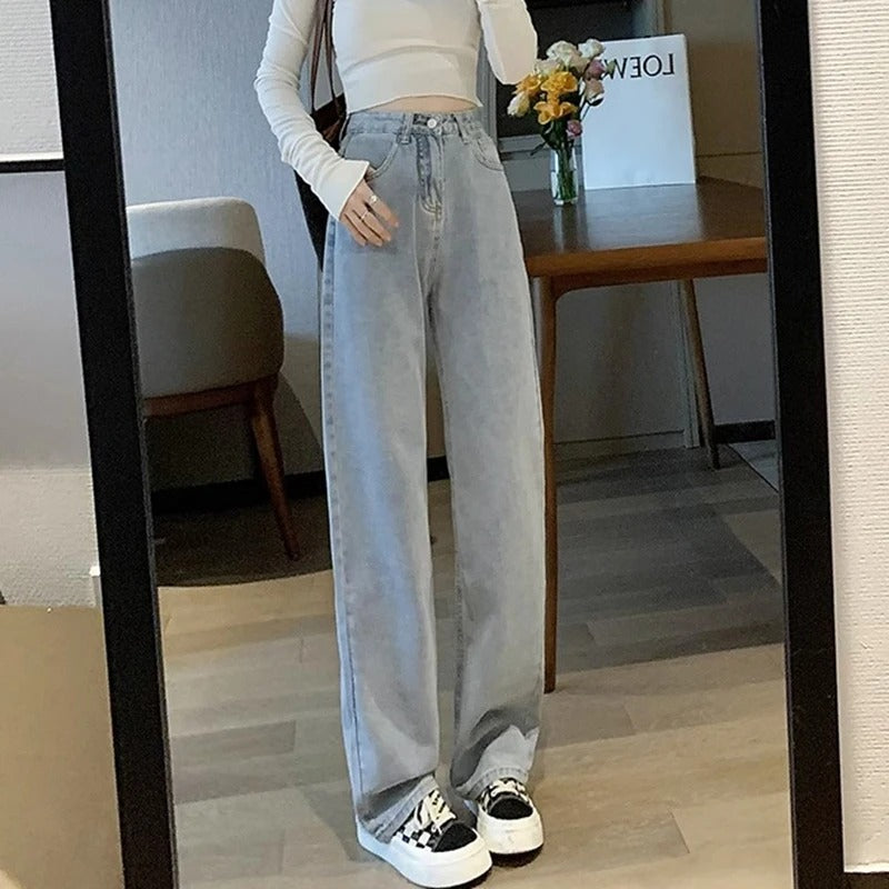 Vintage jeans med brede ben til kvinder