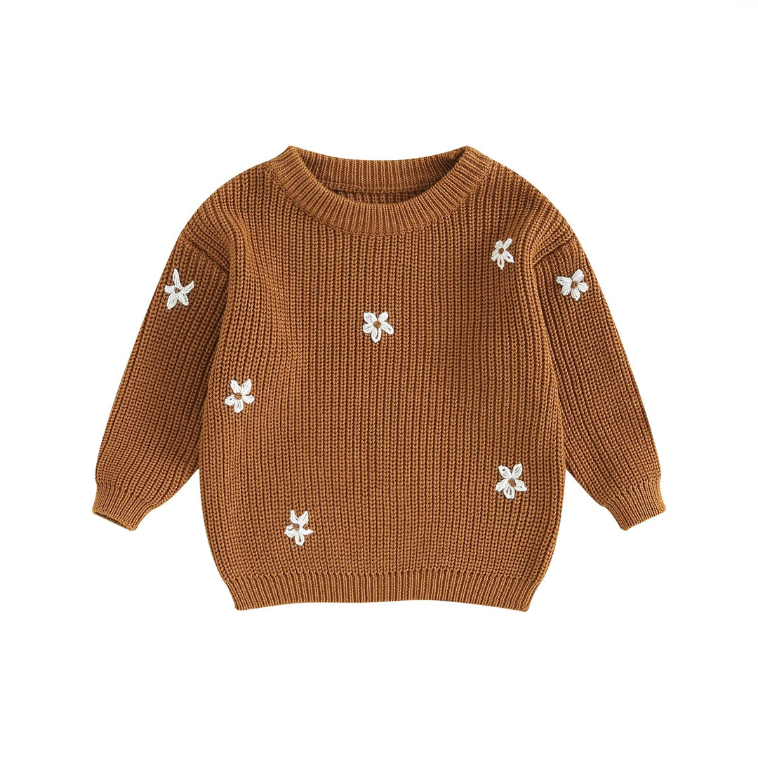 Blomsterstrikket pullover til børn