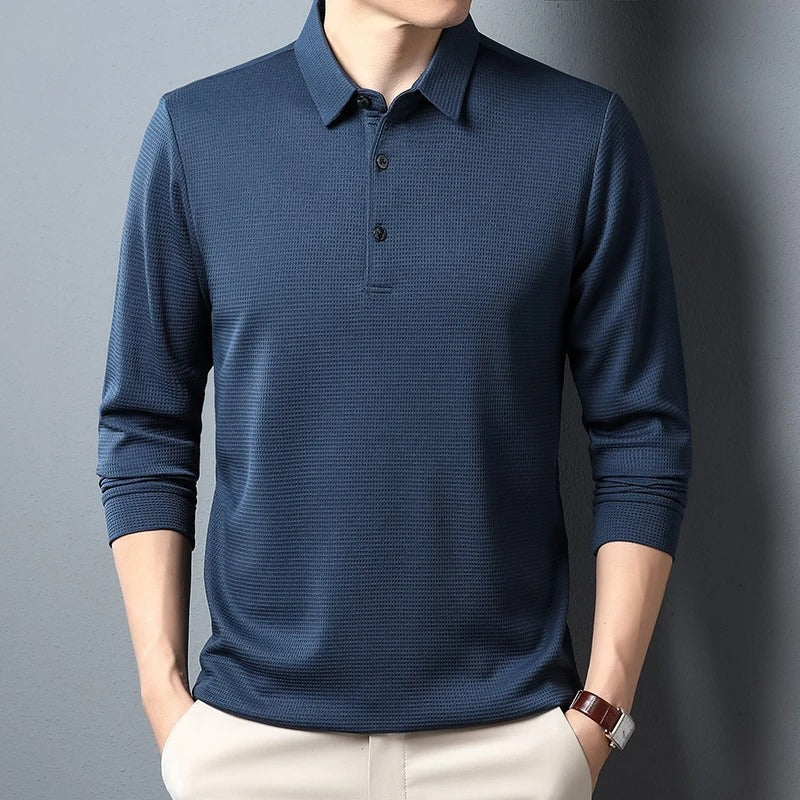 Mænd Business Casual langærmet poloshirt