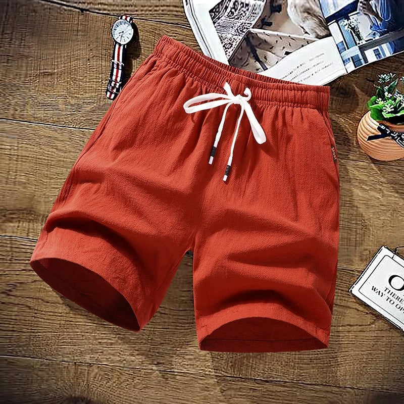 Herre shorts i bomuldslinned til stranden