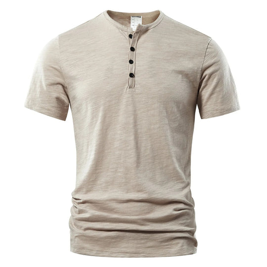 Sommer-Henley-T-shirt til mænd