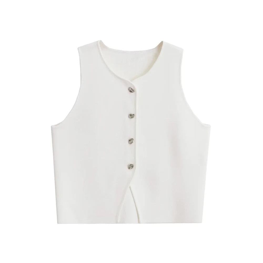 Cropped strikket vest til kvinder