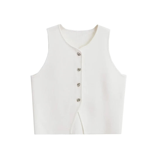 Cropped strikket vest til kvinder