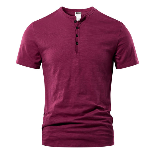 Sommer-Henley-T-shirt til mænd