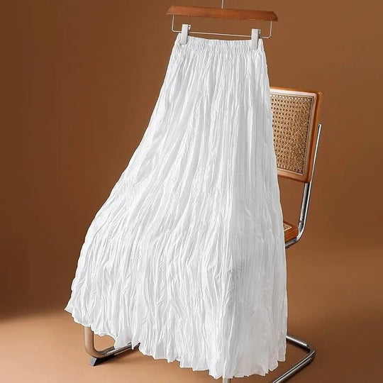 Kvinders satin plisseret Maxi-nederdel