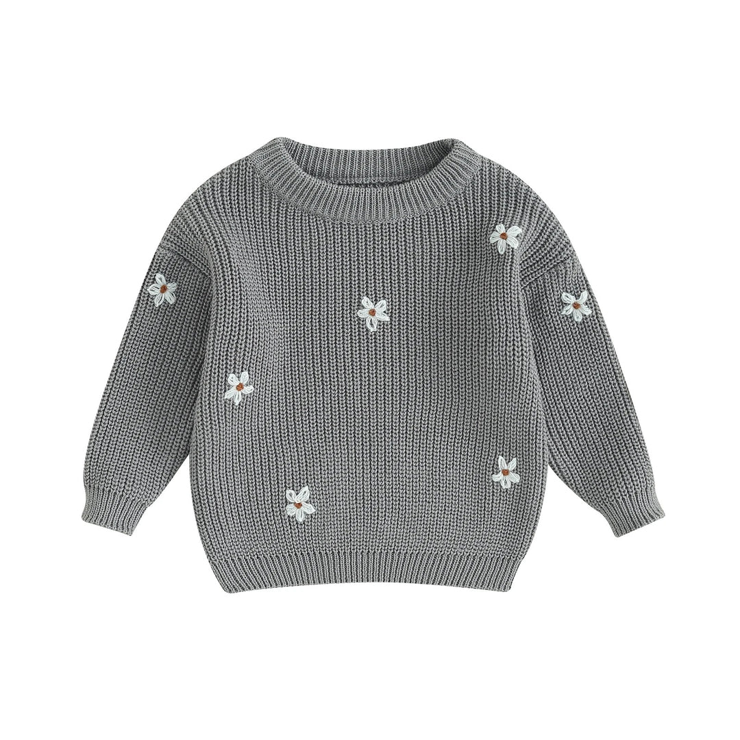 Blomsterstrikket pullover til børn