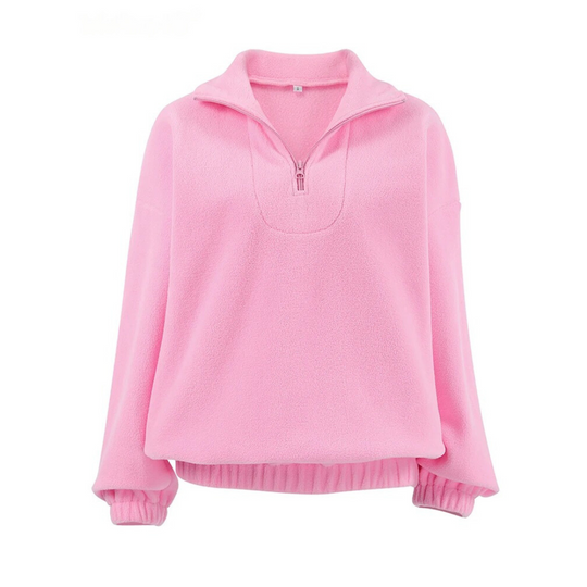 Dame Polar Fleece Pink lynlås Pullover